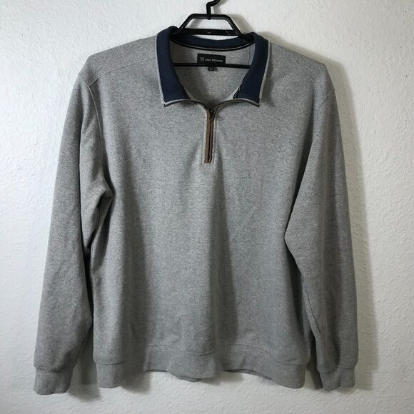 Allen Edmonds Sweater Mens XXL Gray Pima Cotton Blend 1/4 Quarter Zip Pullover - Picture 1 of 9